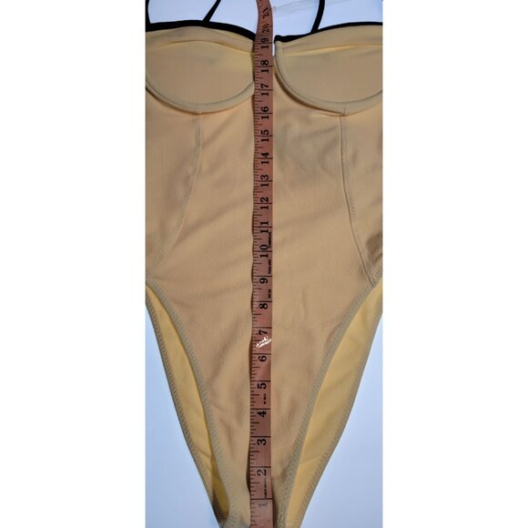 SAME Los Angeles Swim Womens One Piece Underwire Faux Suede Beige Small - Picture 7 of 8